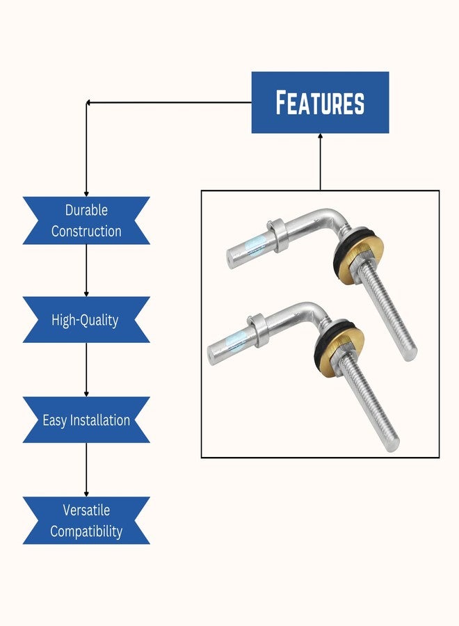 NEW WARE مفصلات براغي غطاء مقعد المرحاض NEW WARE® من النوع L - طقم إصلاح ملحقات قطع غيار لأغطية مقاعد المرحاض - Image 5